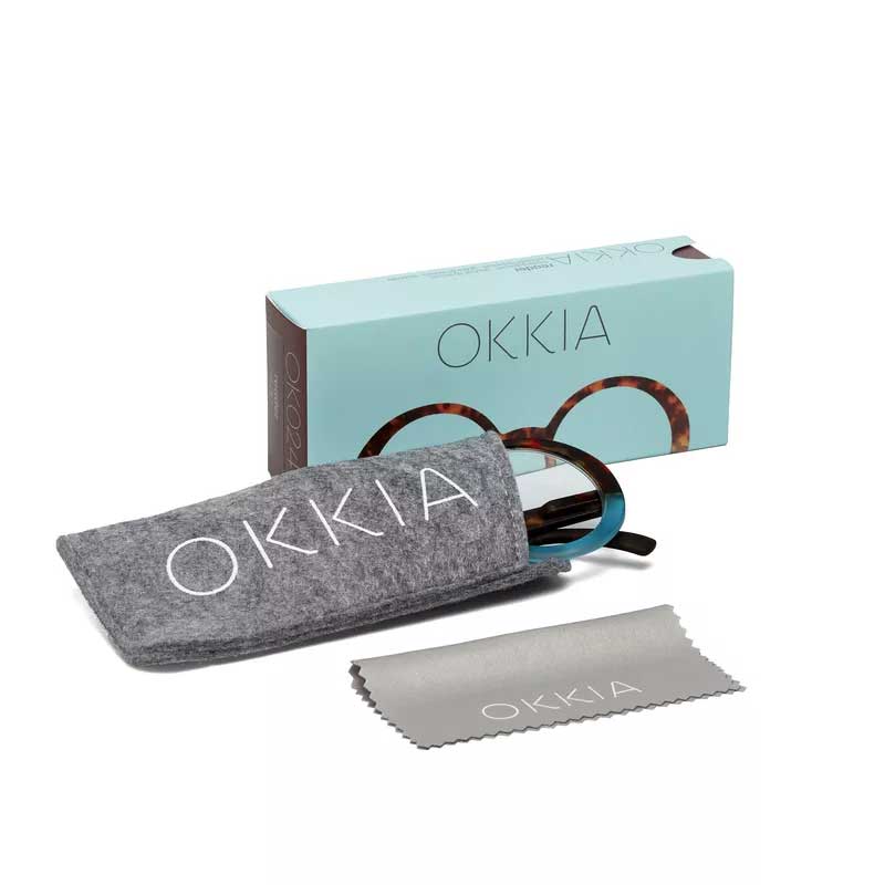 OCCHIALE DA LETTURA MODELLO LAURA COLORE HAVANA E BLU GRAD.+3.00 OKKIA