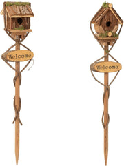 Casetta per Uccelli su Bastone S 13x15x75 cm Modello Assortito