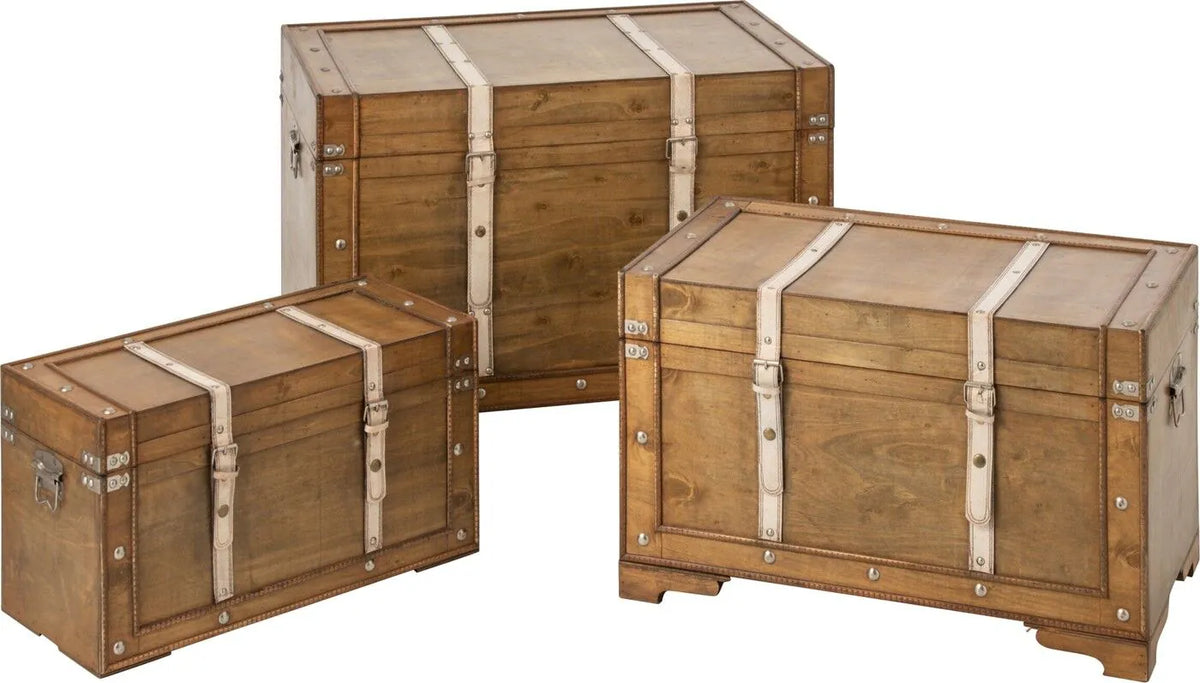 Baule Contenitore Antico 75x51x46 cm Marrone