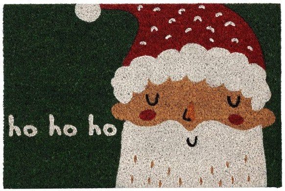 MICA Decorations Zerbino natalizio in fibra di cocco "Ho Ho Ho" 60x40x1 cm, verde