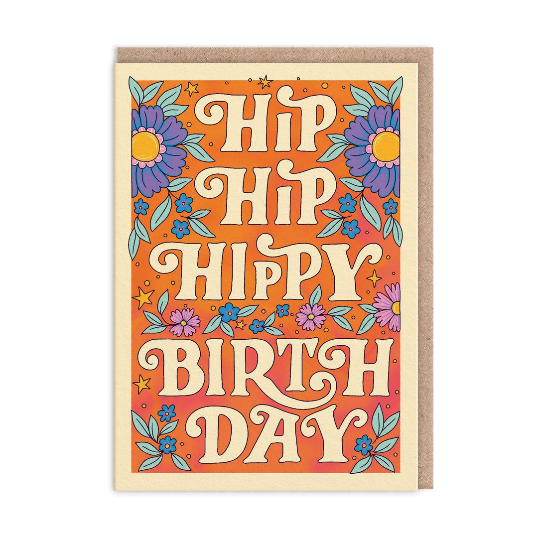 Ohh Deer Biglietto di auguri "Hip Hip Hippy Birthday" A6, arancione/multicolore