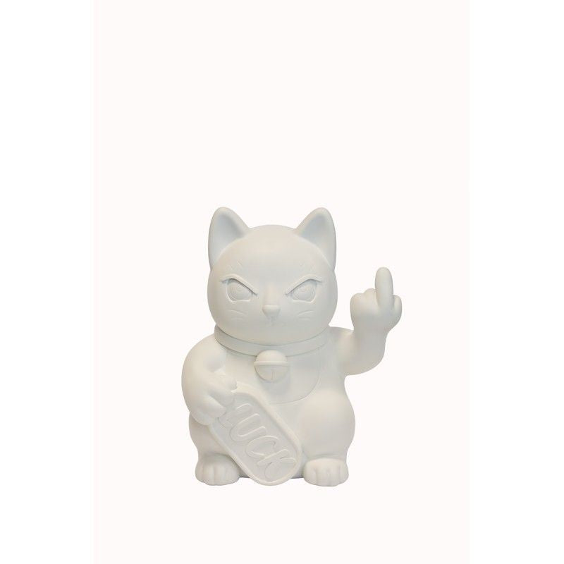 BLOGO Statuetta Maneki Neko Irriverente "Lucky Cat" Grande - Bianco