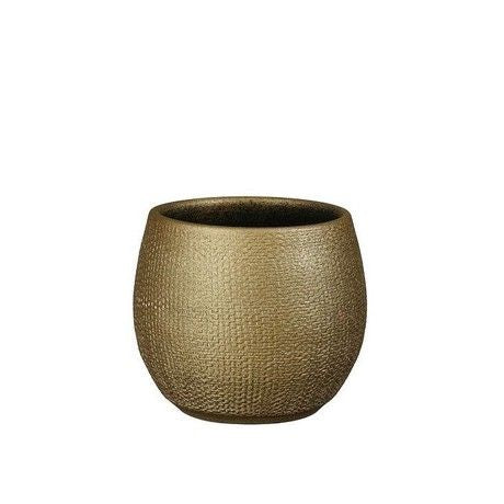 Mica Decorations Vaso Porto in terracotta 14 x 14 x 14 cm, oro metallizzato