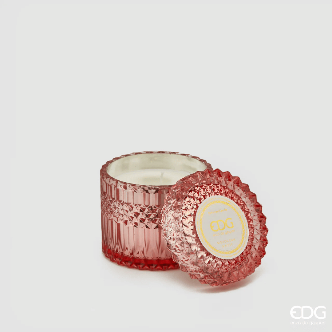 CANDELA CRYSTAL CON VASO H 8,5 CM D 9 CM 160GR ROSA MAROCCHINA