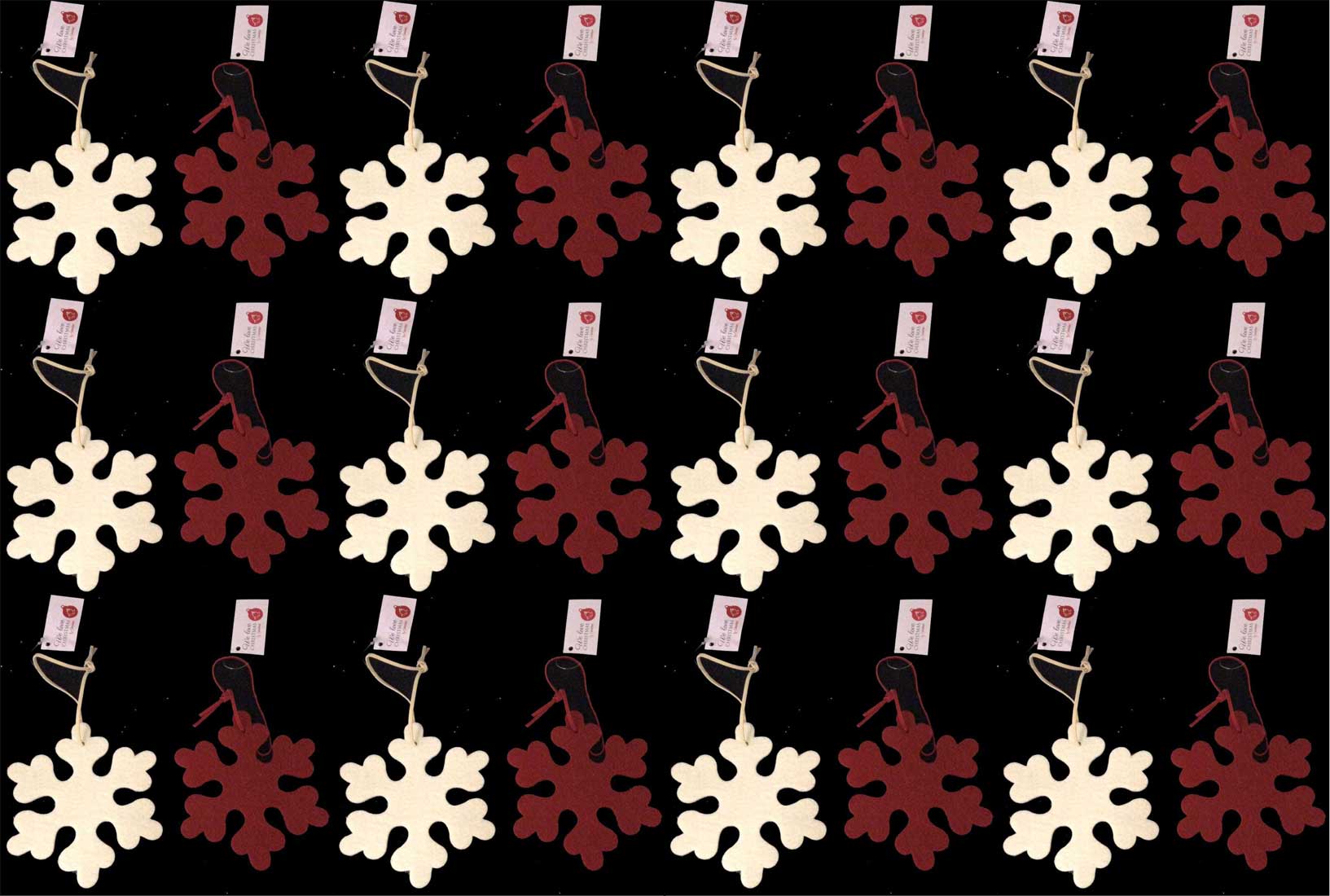 OFFERTA 24 FIOCCHI DI NEVE 8CM IN PANNO LENCI APPENDIBILI ASSORTITI