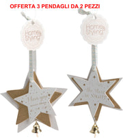 OFFERTA PENDAGLI STELLA 3 SET DA 2 PEZZI 9CM ASSORTITO