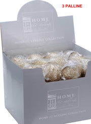 OFFERTA 3 PALLINE 10CM PAILLETTES CHAMPAGNE