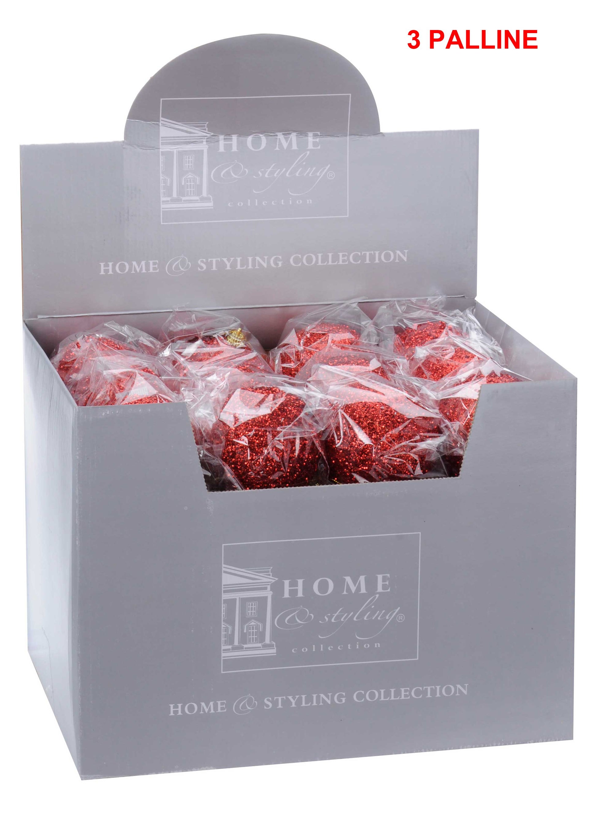 OFFERTA 3 PALLINE 10CM PAILLETTES ROSSO
