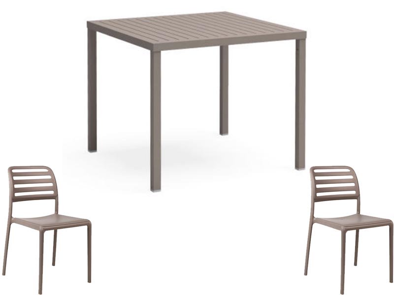 ANGEBOT: Würfeltisch 80x80 + 2 Costa Bistrot Stühle, Farbe nach Wahl