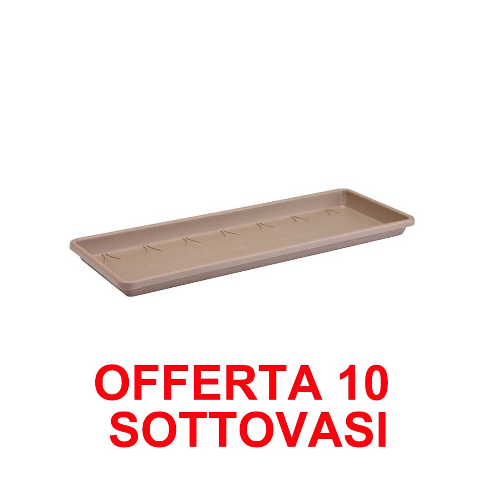 OFFERTA 10 SOTTOVASO PER FIORIERA BARCELONA TROUGH SAUCER 40CM TAUPE