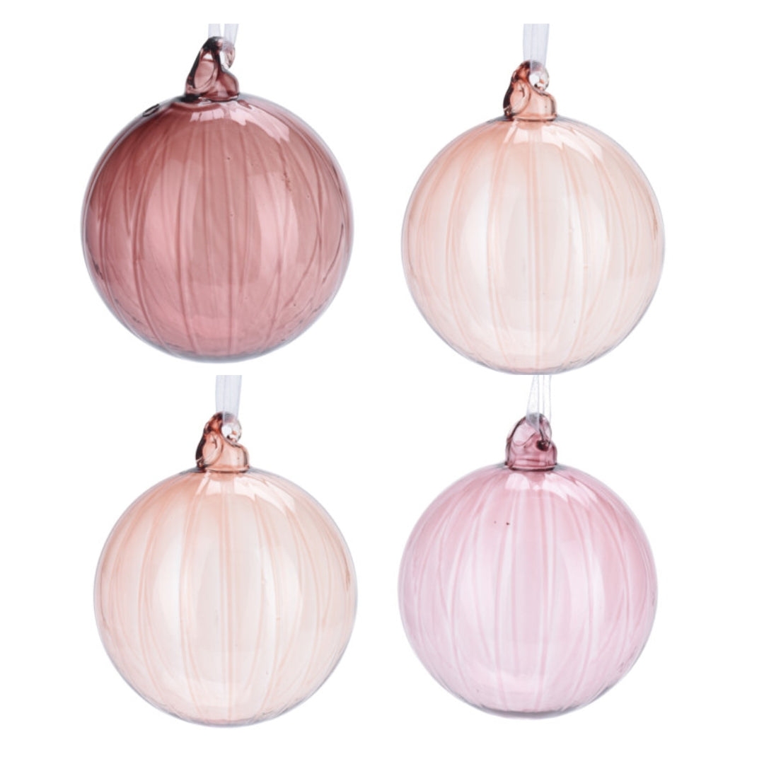 OFFERTA 4 PALLINE DI NATALE IN VETRO ASHLEY COLOR ROSA TRASPARENTE 8CM COLORE ASSORTITO