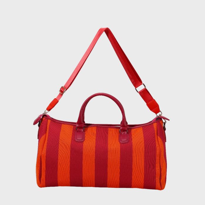Borsa da Viaggio City Girl Travel Bag a Righe Rosso Arancione - immagine 2