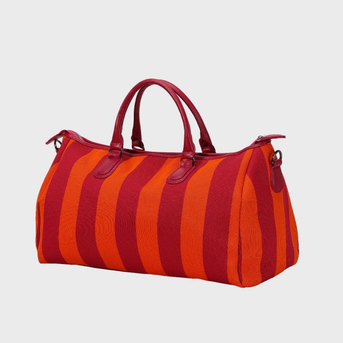Borsa da Viaggio City Girl Travel Bag a Righe Rosso Arancione - immagine 3
