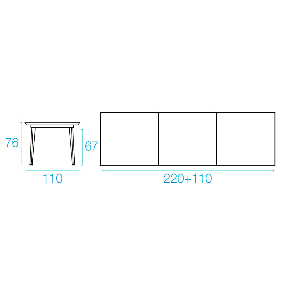 TAVOLO PLUS4 IMPERIAL ALLUNGABILE 220+110X110CM FERRO ANTICO