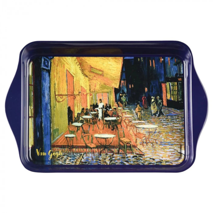 Vassoio in metallo Terrazza del caffè di notte Vincent Van Gogh 21x14 cm Enesco