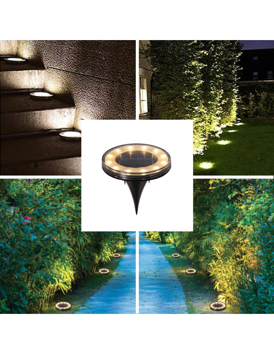 KIT 2 LUCI LAMPADE SOLARI TONDE DA GIARDINO