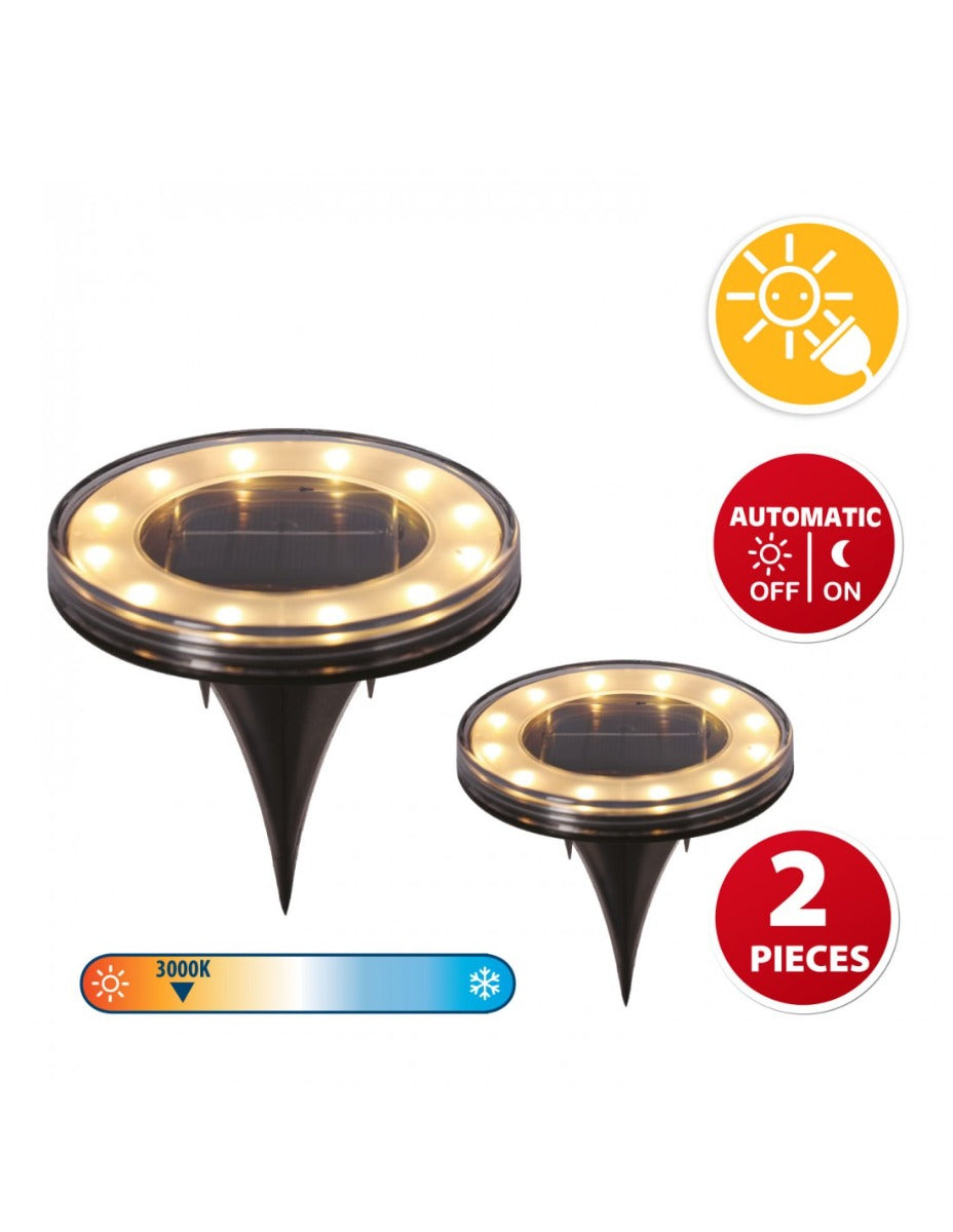 KIT 2 LUCI LAMPADE SOLARI TONDE DA GIARDINO