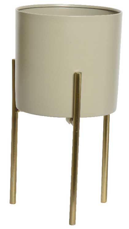 PORTAVASO CON SUPPORTO GRIGIO/ORO 16XH30CM