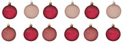 OFFERTA 12 PALLINE ROSA CON FINITURA SMALTATA 8CM ASSORTITE