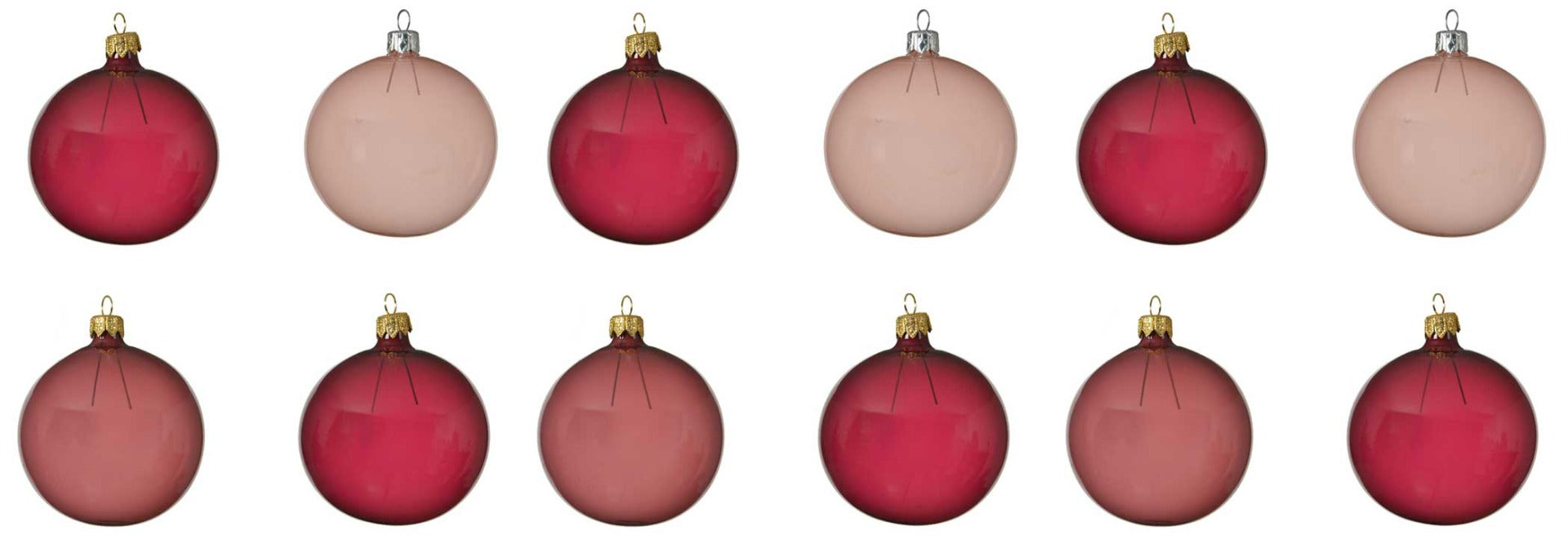 OFFERTA 12 PALLINE ROSA CON FINITURA SMALTATA 8CM ASSORTITE