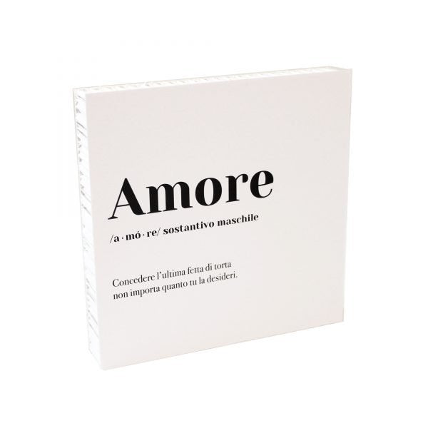 QUADRETTO DIZIONARIO IN CARTONE AMORE 20X20X3 CM BIANCO
