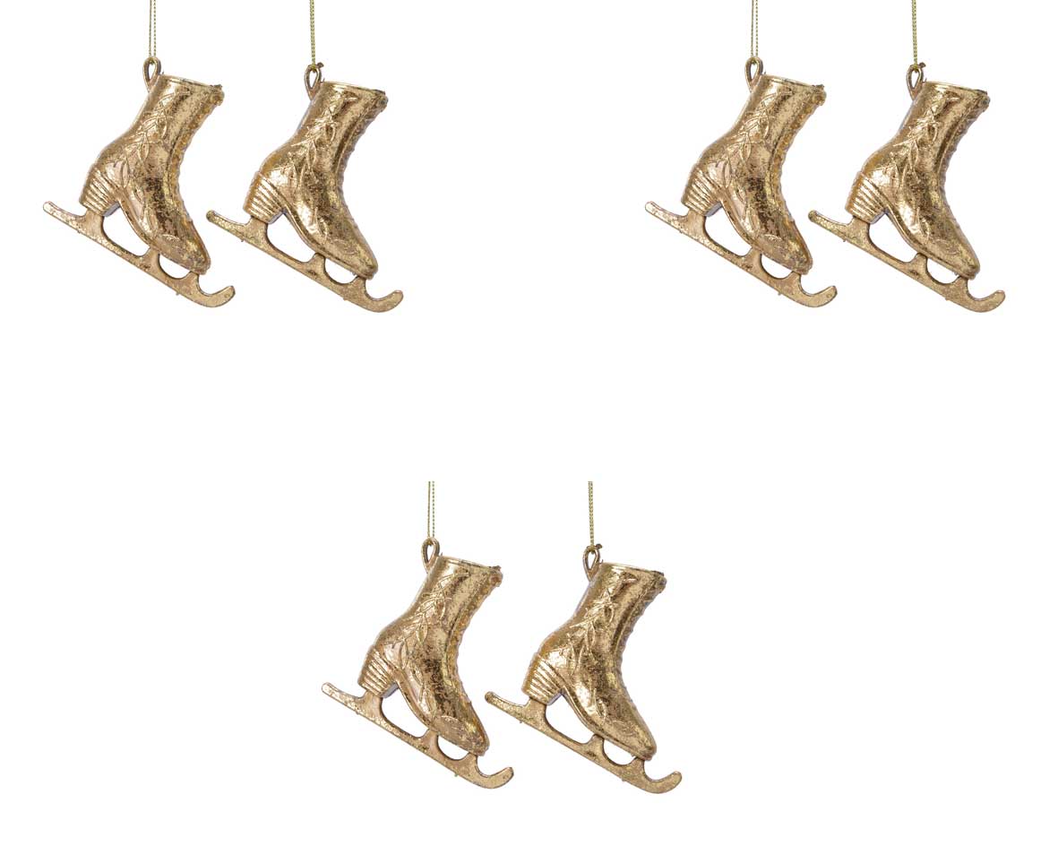 OFFERTA 3 PATTINI DA GHIACCIO APPENDIBILI 4X8X8CM ORO