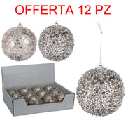 OFFERTA 12 PALLINE 8CM CHAMPAGNE ASSORTITE