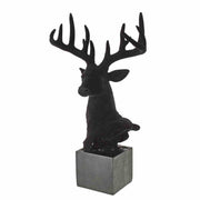 BUSTO CERVO FLOCCATO NERO 26X14X43CM