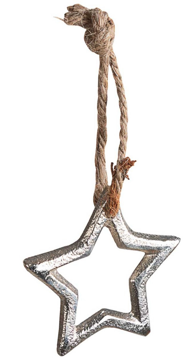 PENDAGLIO STELLA ARGENTO IN LEGNO 5CM