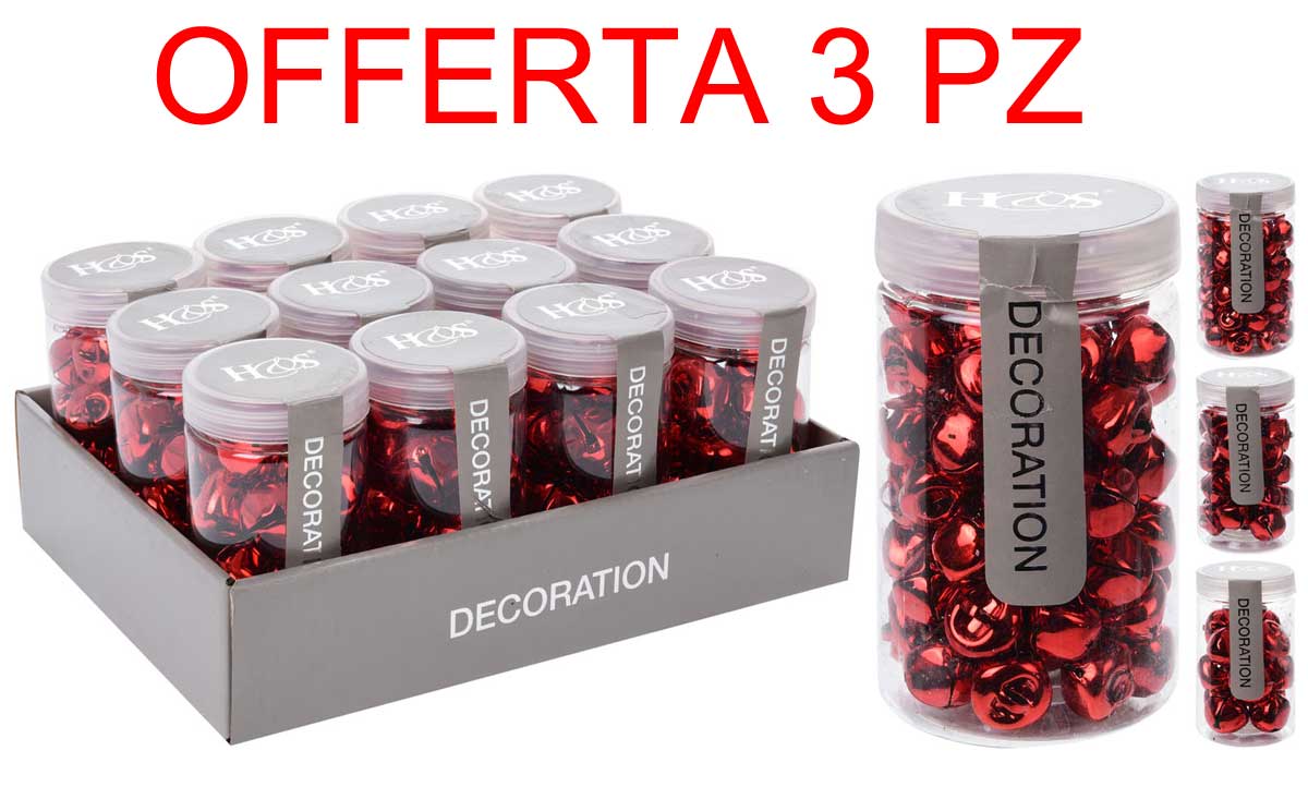 OFFERTA 3 CONFEZIONI CON CAMPANELLE ROSSE DIMENSIONI ASSORTITE