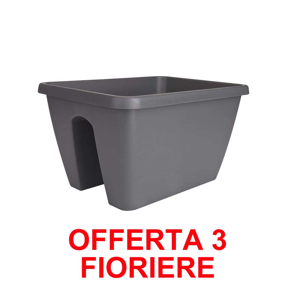 OFFERTA 3 FIORIERA BARCELONA FLOWER BRIDGE 40CM ANTHRACITE