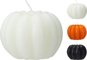 Candela a forma di zucca, 9x7 cm, modello assortito (nero, arancione, bianco)