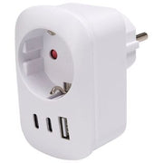Presa elettrica con uscita USB 2 porte (2C+A), 230 V 16 A 3680 W – bianco