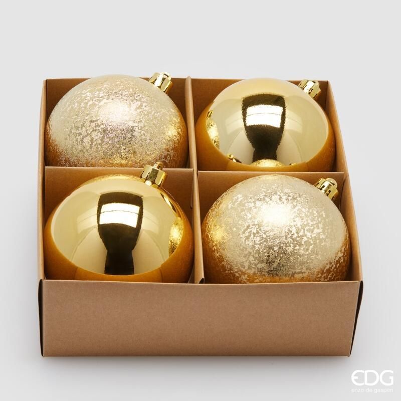 Confezione 4 Palline di natale D.10 Oro