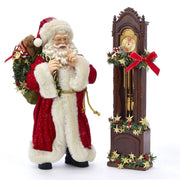 BABBO NATALE CON OROLOGIO A PENDOLO 31 CM IN RESINA