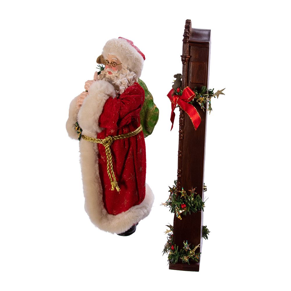 BABBO NATALE CON OROLOGIO A PENDOLO 31 CM IN RESINA