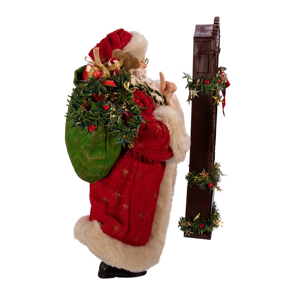 BABBO NATALE CON OROLOGIO A PENDOLO 31 CM IN RESINA