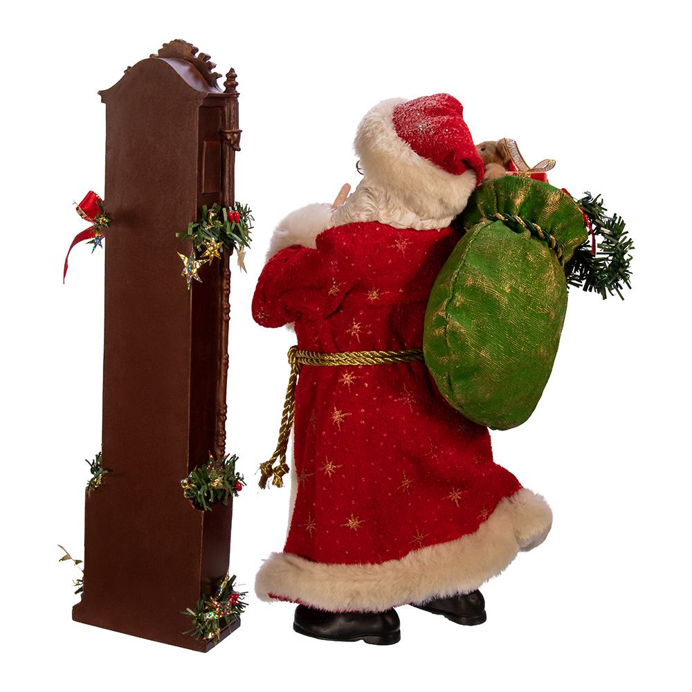 BABBO NATALE CON OROLOGIO A PENDOLO 31 CM IN RESINA