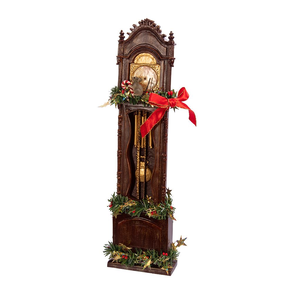 BABBO NATALE CON OROLOGIO A PENDOLO 31 CM IN RESINA