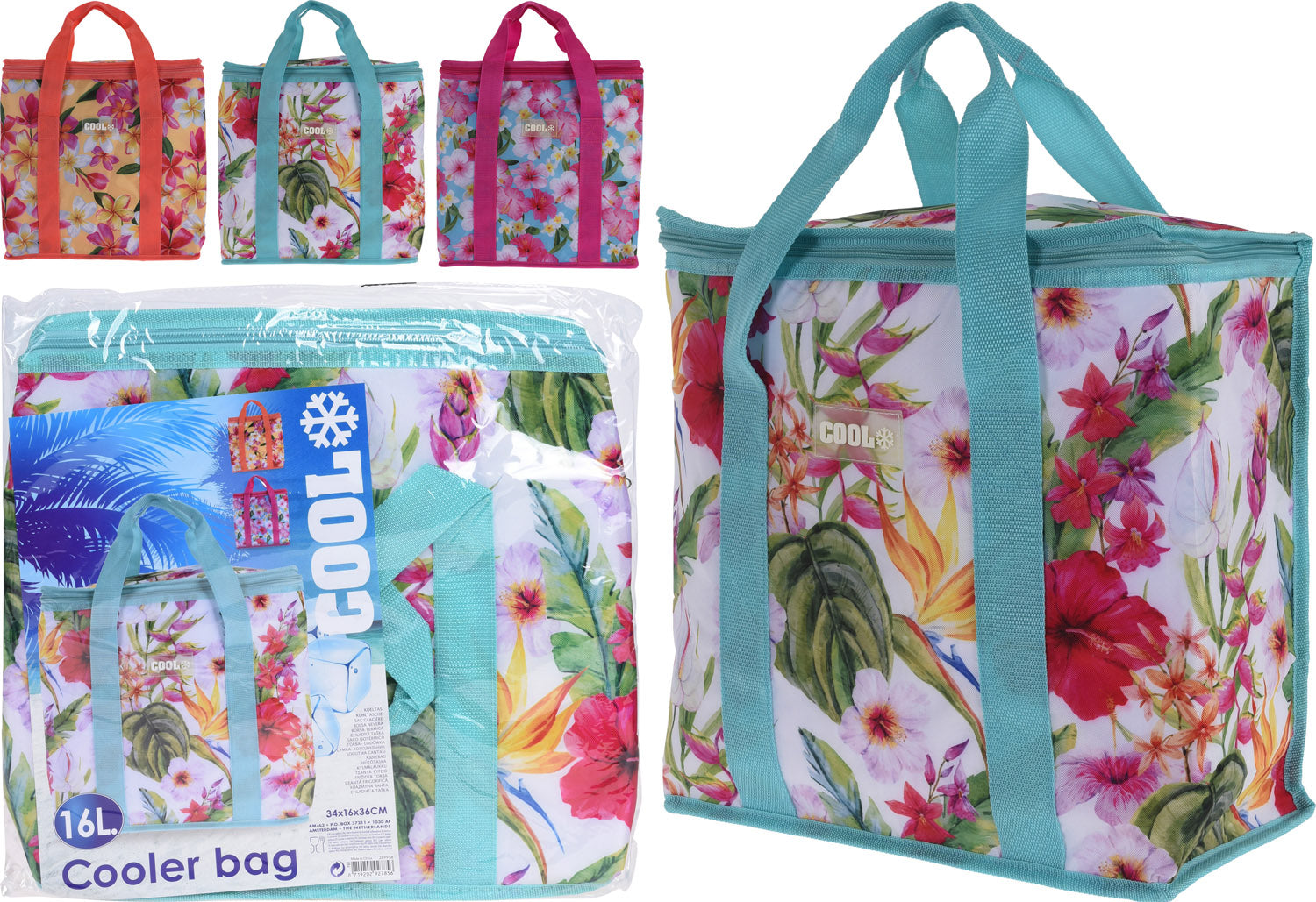 BORSA TERMICA 16LT DECORAZIONI TROPICAL COLORI ASSORTITI