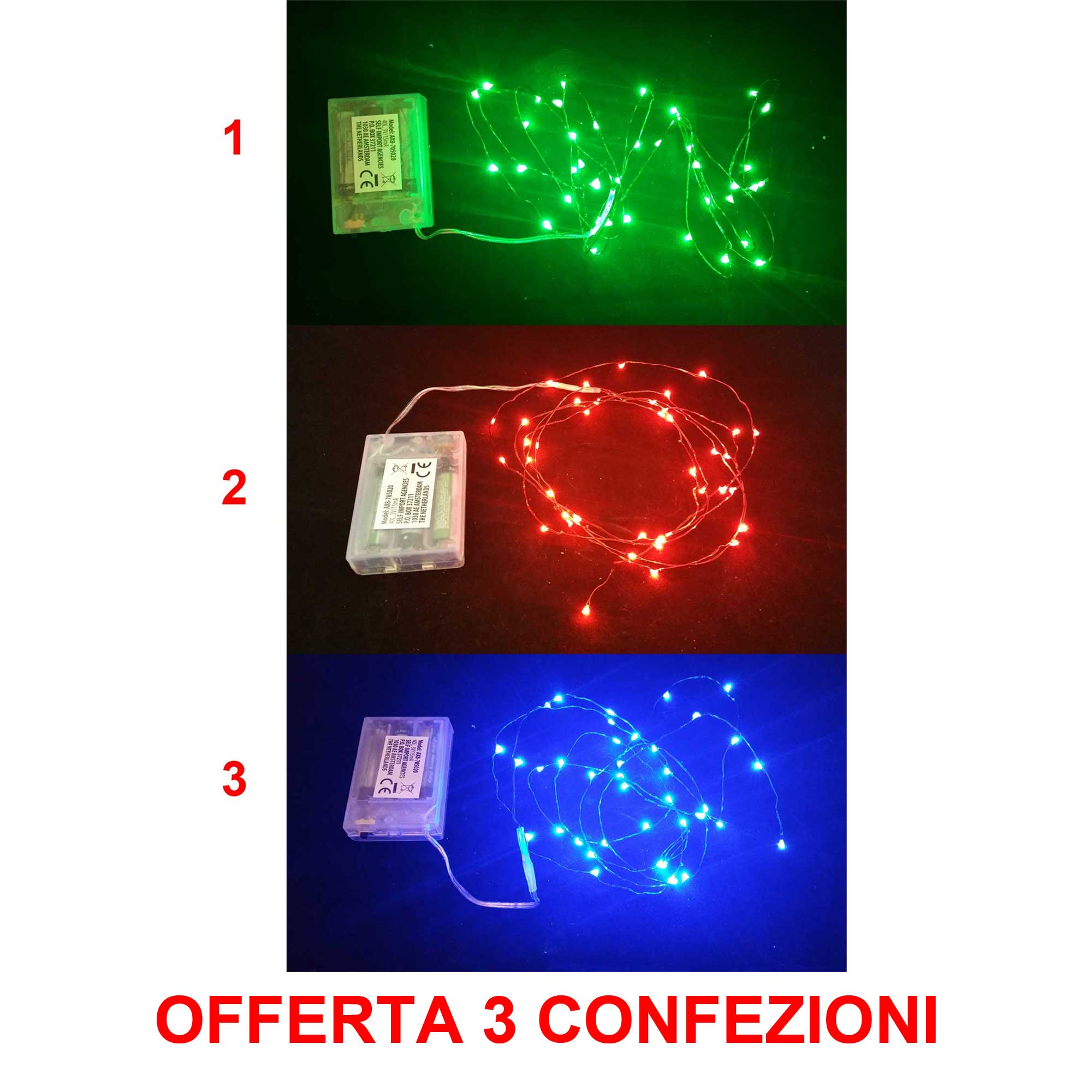 OFFERTA 3 CONFEZIONI DA 40 MICROLED LINEARI LUCI COLORI ASSORTITI