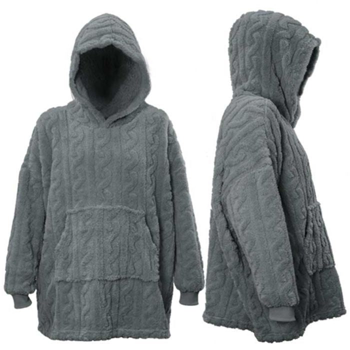 FELPA CON CAPPUCCIO DESIGN A MAGLIA, 70X50X87CM, GRIGIO SCURO