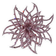FERMAGLIO A FORMA DI FIORE, ROSA GLITTERATO, H5XØ13,5CM