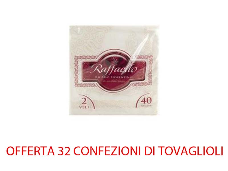 OFFERTA 32 CONFEZIONI DA 40 TOVAGLIOLI BIANCHI CAD RAFFAELLO