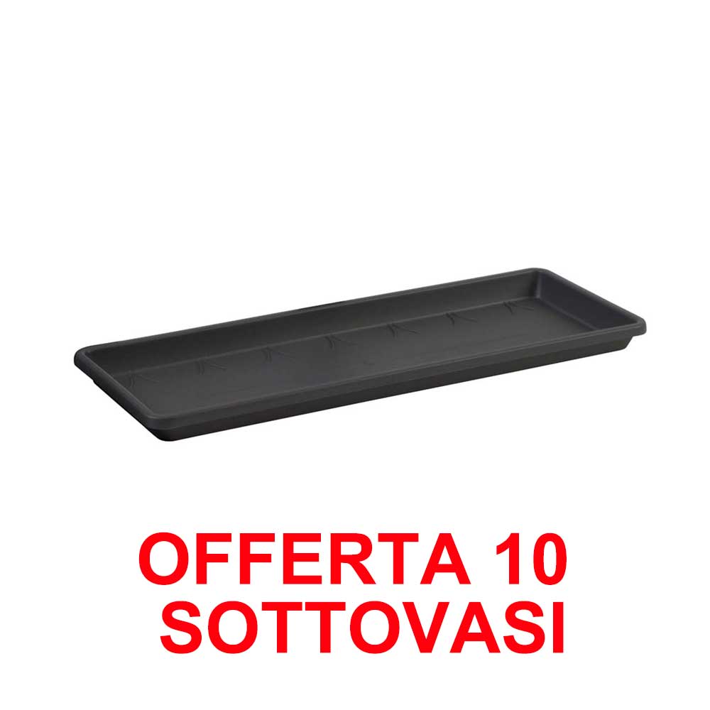 OFFERTA 10 SOTTOVASO PER FIORIERA BARCELONA TROUGH SAUCER 50CM ANTHRACITE