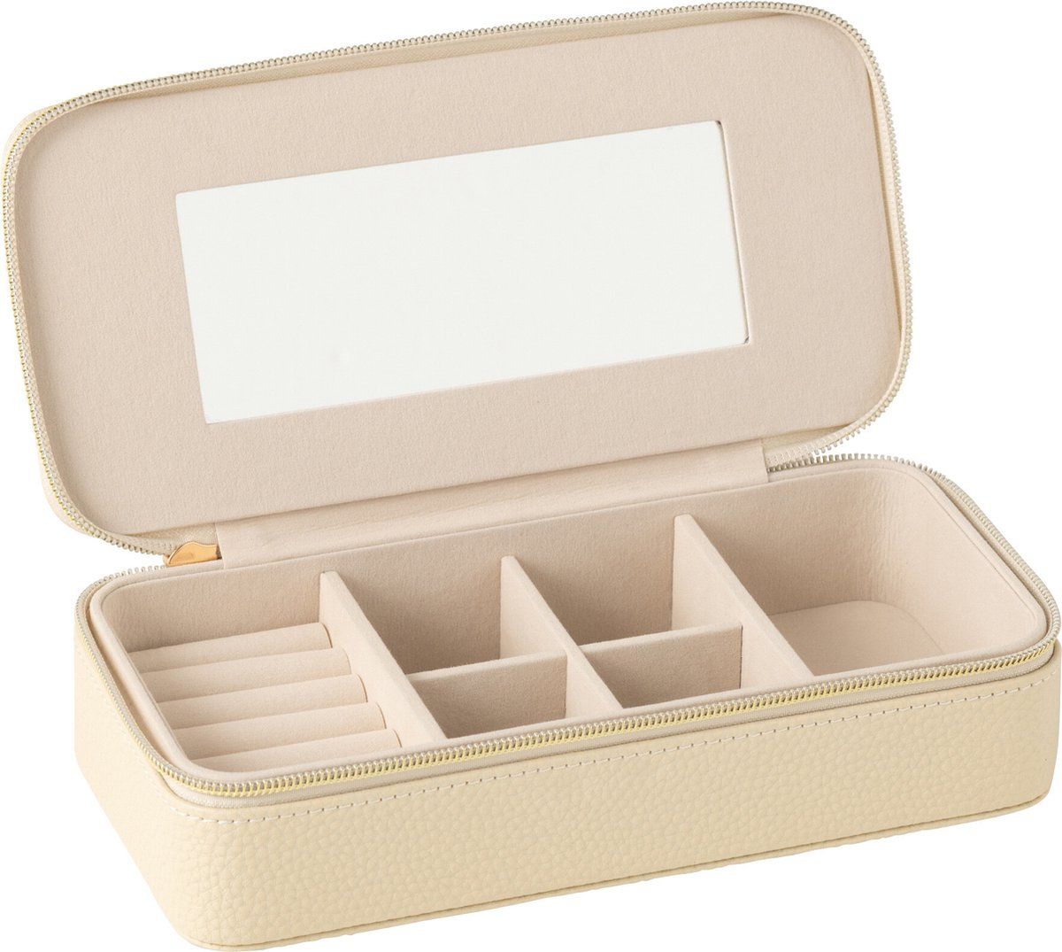 Portagioie Rettangolare con Specchio 24x11.5x6 cm Beige