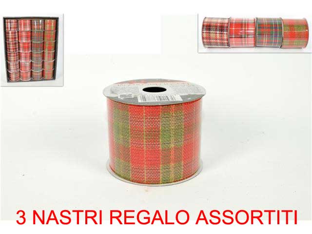 OFFERTA 3 NASTRI REGALO 6,3CM X 270 CM FANTASIA SCOZZESE ASSORTITI