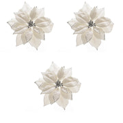 OFFERTA 3 POINSETTIA BIANCA GLITTER 24CM CON CLIP