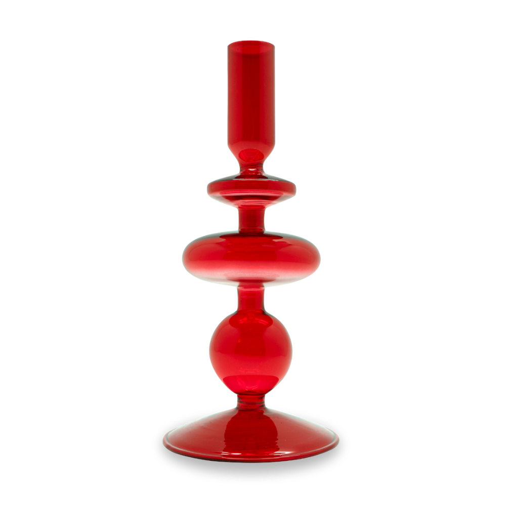 PORTACANDELE IN VETRO BOROSILICATO 20 CM ROSSO