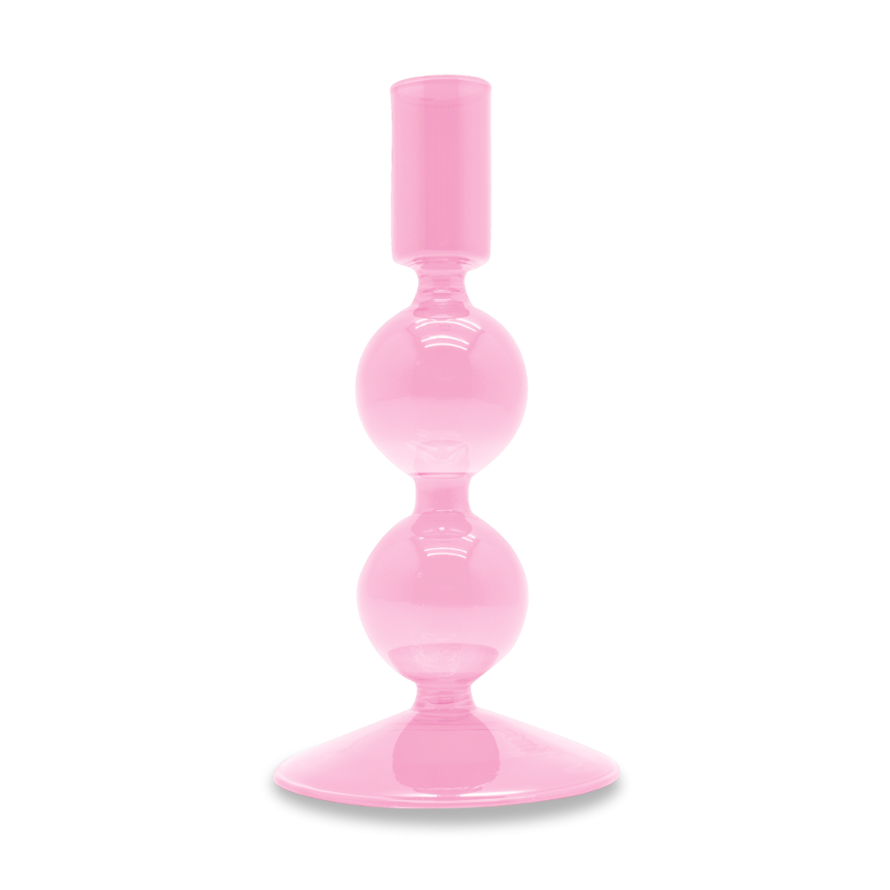 PORTACANDELE IN VETRO BOROSILICATO 16 CM ROSA